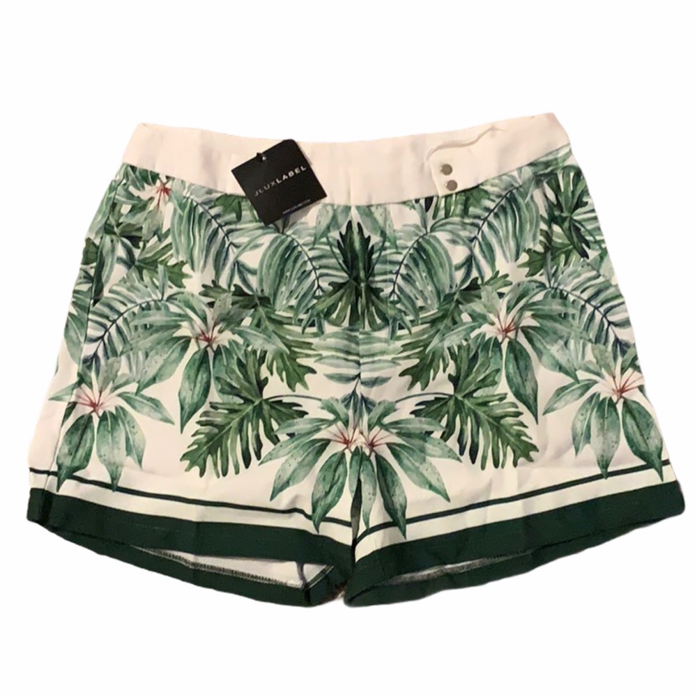 NWT JLUXLABEL Green Palm Beach Printed Shorts